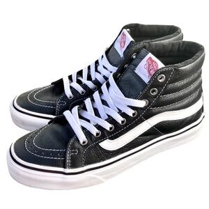 Vans Sk8-Hi High Top Skate Shoe Mens 5 Womens 6.5 Black Leather​​​​​
